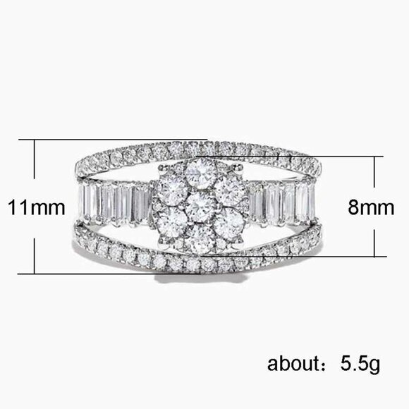 💎 Luxury Anillos Rectangle Round Gemstone 925 Silver Ring for Women,VIP535 - Picture 5 of 5